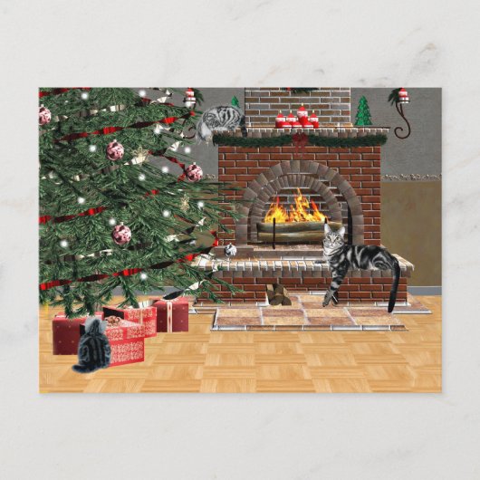 Cartes Pour Fêtes Annuelles Tabby cat Christmas (Devant)