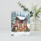 Cartes Pour Fêtes Annuelles Tabby Cats in Preppy Winter Attire and Hat Winter (Debout devant)