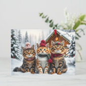 Cartes Pour Fêtes Annuelles Tabby Cats in Preppy Winter Attire and Hat Winter (Debout devant)