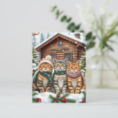 Cartes Pour Fêtes Annuelles Tabby Cats in Preppy Winter Attire and Hat Winter (Debout devant)