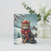 Cartes Pour Fêtes Annuelles Tabby Chat en hiver avant l'hiver avant l'hiver et (Debout devant)