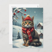 Cartes Pour Fêtes Annuelles Tabby Chat en hiver avant l'hiver avant l'hiver et (Devant / Derrière)