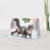 Cartes Pour Fêtes Annuelles Tabby Chat et souris sous une souris (Devant)
