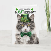 Cartes Pour Fêtes Annuelles Tabby gris blanc Chat St CATrick's Day Charmant (Devant)