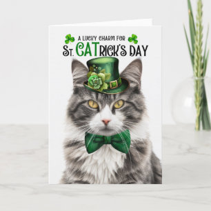 Cartes Pour Fêtes Annuelles Tabby gris blanc Chat St CATrick's Day Charmant