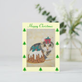Cartes Pour Fêtes Annuelles tabby gris chaton mignon lécher patte noël (Debout devant)