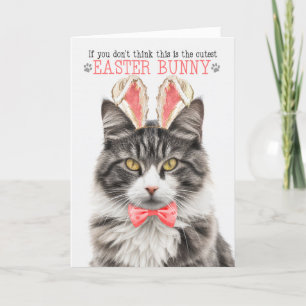 Cartes Pour Fêtes Annuelles Tabby Gris Fluffé Chat à Bunny Oreilles pour Pâque