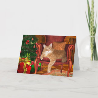 Cartes Pour Fêtes Annuelles Tabby orange de Noël