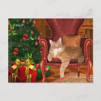 Cartes Pour Fêtes Annuelles Tabby orange de Noël