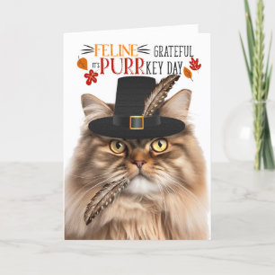 Cartes Pour Fêtes Annuelles Tabby Perse Brown Chat Grateful pour PURRkey Day
