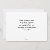 Cartes Pour Fêtes Annuelles Table d'action de grâce récolte abondante (Dos)