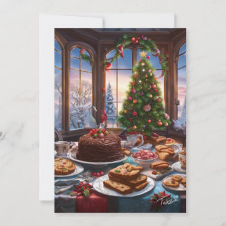 Cartes Pour Fêtes Annuelles Table de desserts de Noël style vintage