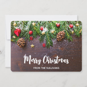 Cartes Pour Fêtes Annuelles Table de Noël rustique avec pin et neige