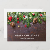 Cartes Pour Fêtes Annuelles Table de Noël rustique avec Pine & Snow Holiday (Devant / Derrière)