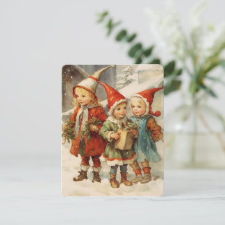 Cartes Pour Fêtes Annuelles tableau de noël vintage avec enfants magiques