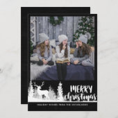 Cartes Pour Fêtes Annuelles Tableau noir blanc Reindeer Joyeux Noël Photo (Devant / Derrière)