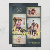 Cartes Pour Fêtes Annuelles Tableau noir en or 4 photo collage Noël (Devant / Derrière)