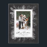 Cartes Pour Fêtes Annuelles Tableau noir Vintage du cadre botanique photo<br><div class="desc">Joyeux Noël! Cette carte postale de Noël avec photo présente un cadre botanique blanc de style vintage dans l'art de la ligne fine qui ajoute une bordure douce et élégante autour de votre image. Disponible dans une gamme de couleurs arrière - plans, il s'associe magnifiquement avec des photos en noir...</div>