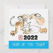 Cartes Pour Fêtes Annuelles Tableau original 4 Tigre chinois Année Anniversair (Devant)