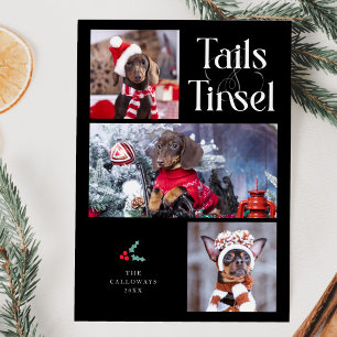 Cartes Pour Fêtes Annuelles Tails & Tinsel Chien photo Noir Noël