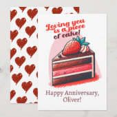 Cartes Pour Fêtes Annuelles T'aimer est du gâteau Anniversaire (Devant / Derrière)