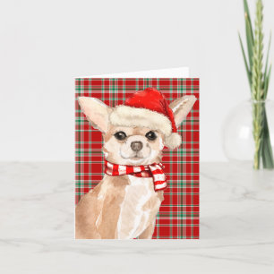 Cartes Pour Fêtes Annuelles Tan Chihuahua et Noël rouge