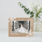 Cartes Pour Fêtes Annuelles Tan Newlysée 1er Noël Photo Snowflake (Debout devant)