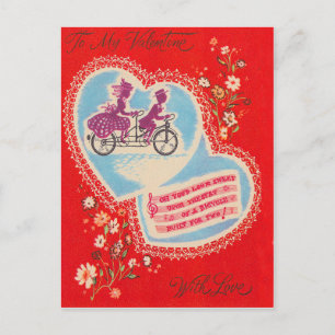 Cartes Pour Fêtes Annuelles Tandem Bicycle Coeur Fleur Valentine