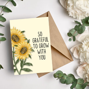 Cartes Pour Fêtes Annuelles Tant Gré de Grandir avec Vous Tournesol