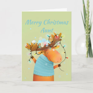 Cartes Pour Fêtes Annuelles Tante Animaux Élan Drôle de Noël Sans Stress
