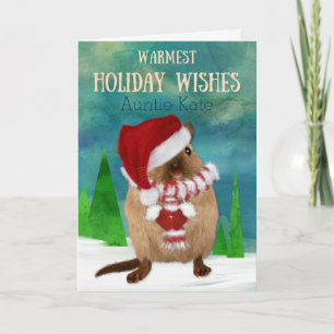 Cartes Pour Fêtes Annuelles Tante Christmas Gerbil Père Noël Hat en hiver