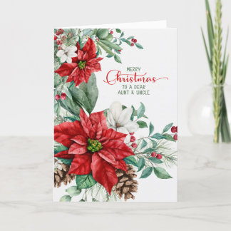 Cartes Pour Fêtes Annuelles Tante et oncle Noël Poinsettias Élégant
