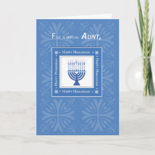 Cartes Pour Fêtes Annuelles Tante Hanoukka Wishes Blue Menorah