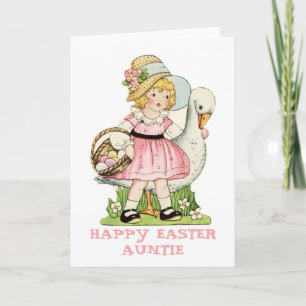 Cartes Pour Fêtes Annuelles Tante heureuse de Pâques de petite fille et d'oie