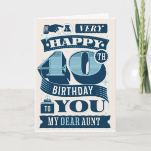 Cartes Pour Fêtes Annuelles Tante, heureux 40e anniversaire Elegant 40 et fabu