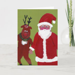 Cartes Pour Fêtes Annuelles Tap Dancing Reindeer & Père Noël CARD - Le meilleu