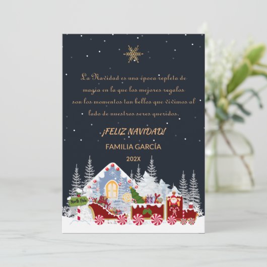 Cartes Pour Fêtes Annuelles Tarjeta de Navidad Nombre Editable Polar Express (Debout devant)