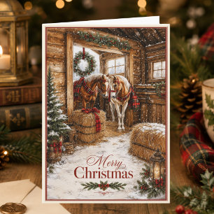 Cartes Pour Fêtes Annuelles Tartan à carreaux de cheval Noël Country