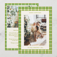 Tartan à carreaux vert citron Photo Lettre Noël