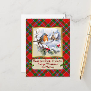 Cartes Pour Fêtes Annuelles Tartan au beurre avec Robin Personnalisé