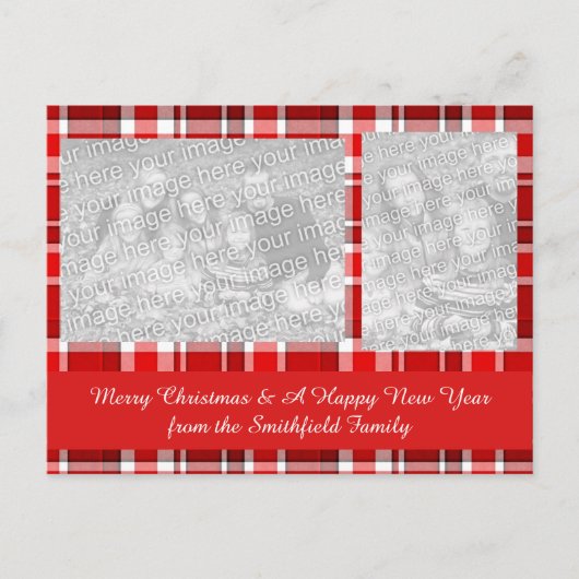 Cartes Pour Fêtes Annuelles Tartan blanc rouge (Devant)