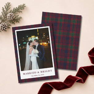 Cartes Pour Fêtes Annuelles Tartan de Noël Classique Marié & Lumineux Mariage