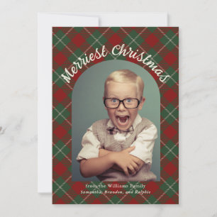 Cartes Pour Fêtes Annuelles Tartan de Noël le plus joyeux avec votre photo