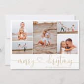 Cartes Pour Fêtes Annuelles Tartan Gold Joyeux Noël Script 5 Photo Collage (Devant)