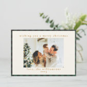 Cartes Pour Fêtes Annuelles Tartan noir vert classique Plaid 1 photo Joyeux (Debout devant)