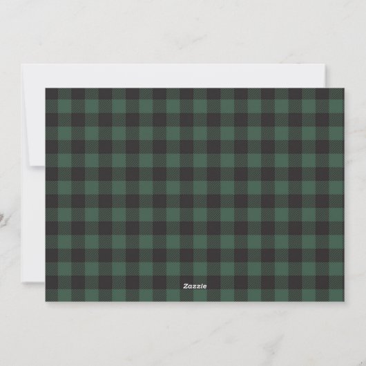 Cartes Pour Fêtes Annuelles Tartan noir vert classique Plaid 1 photo Joyeux (Dos)