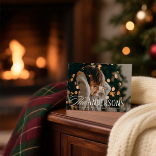 Cartes Pour Fêtes Annuelles Tartan personnalisé avec photo et nom de famille p