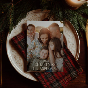 Cartes Pour Fêtes Annuelles Tartan personnalisé avec photo et nom de famille p