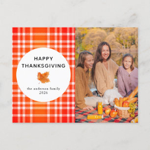Cartes Pour Fêtes Annuelles Tartan Plaid   Bon thanksgiving photo d'automne