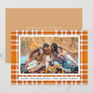 Cartes Pour Fêtes Annuelles Tartan Plaid   Bon thanksgiving photo d'automne
